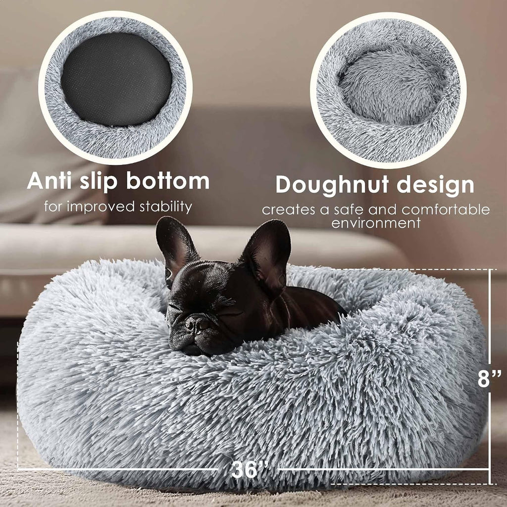 Extra Large Dog Beds, 36in Human Dog Anxiety Relief Comfort Bed(Light Grey)