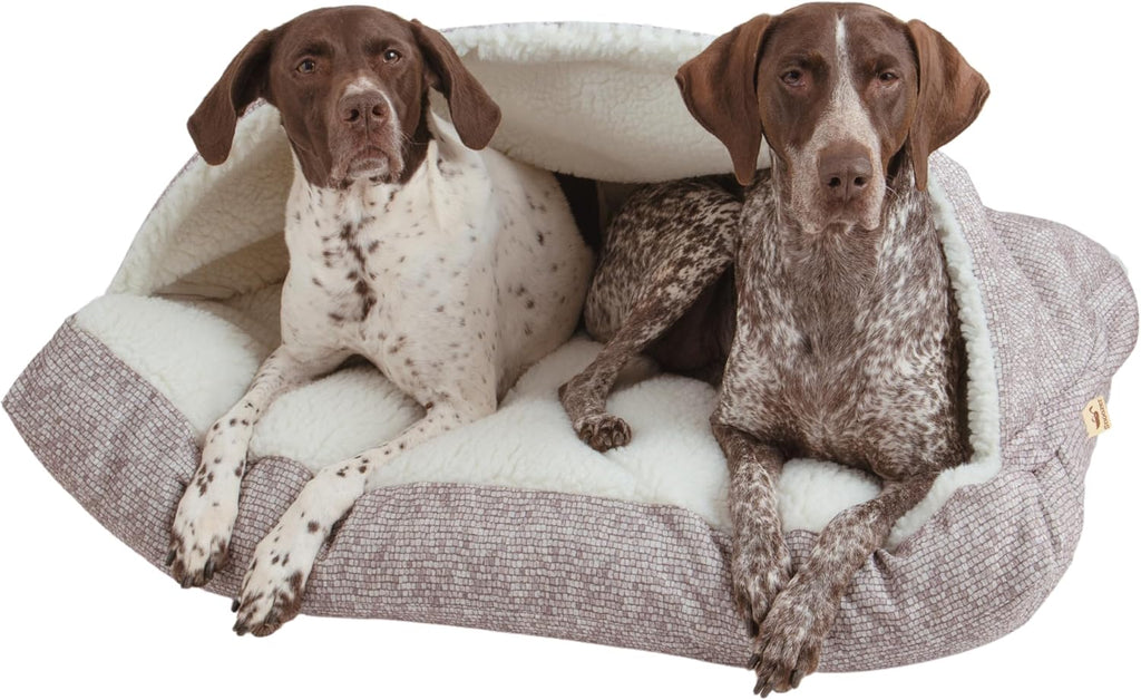 Snoozer Rectangle Cozy Cave Dog Bed, Hooded Dog Bed, Merlin Linen (M)