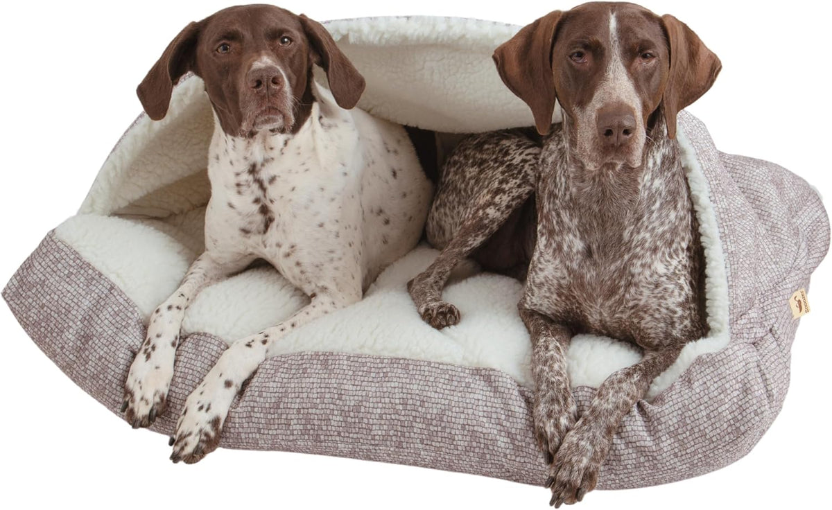 Snoozer Rectangle Cozy Cave Dog Bed, Hooded Dog Bed, Merlin Linen (M)