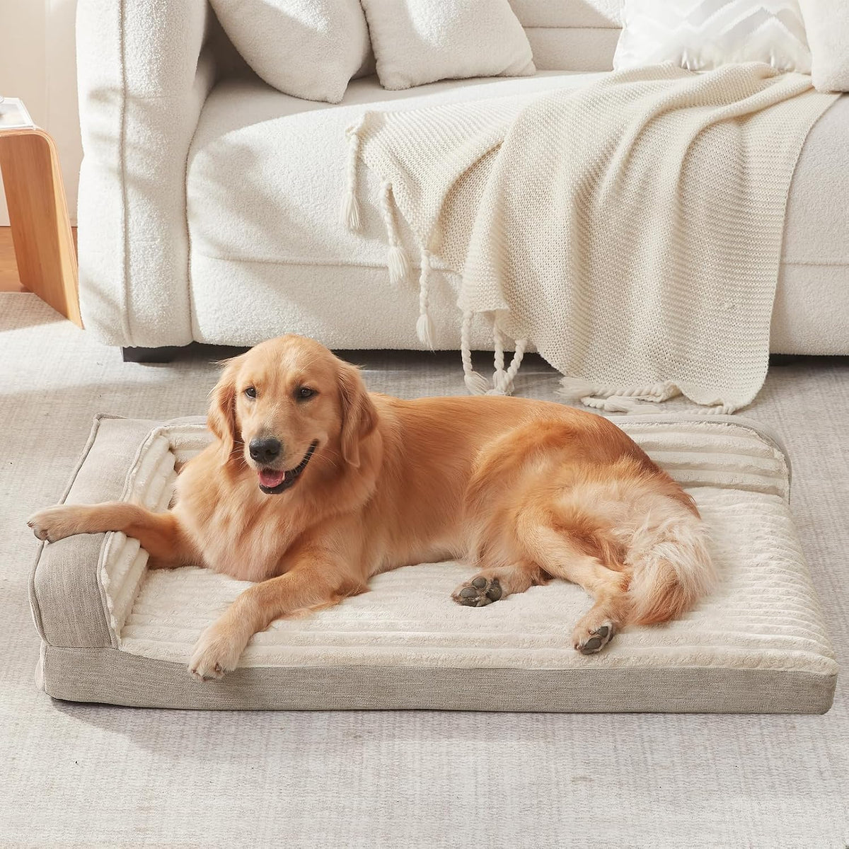 WINDRACING Orthopedic Dog Bed for Medium Dogs, 36 x 23 inch, Beige