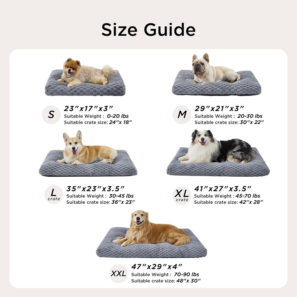 Bedsure XXL Washable Dog Bed for Crate, Soft Bubble Fleece, Extra Large 47"