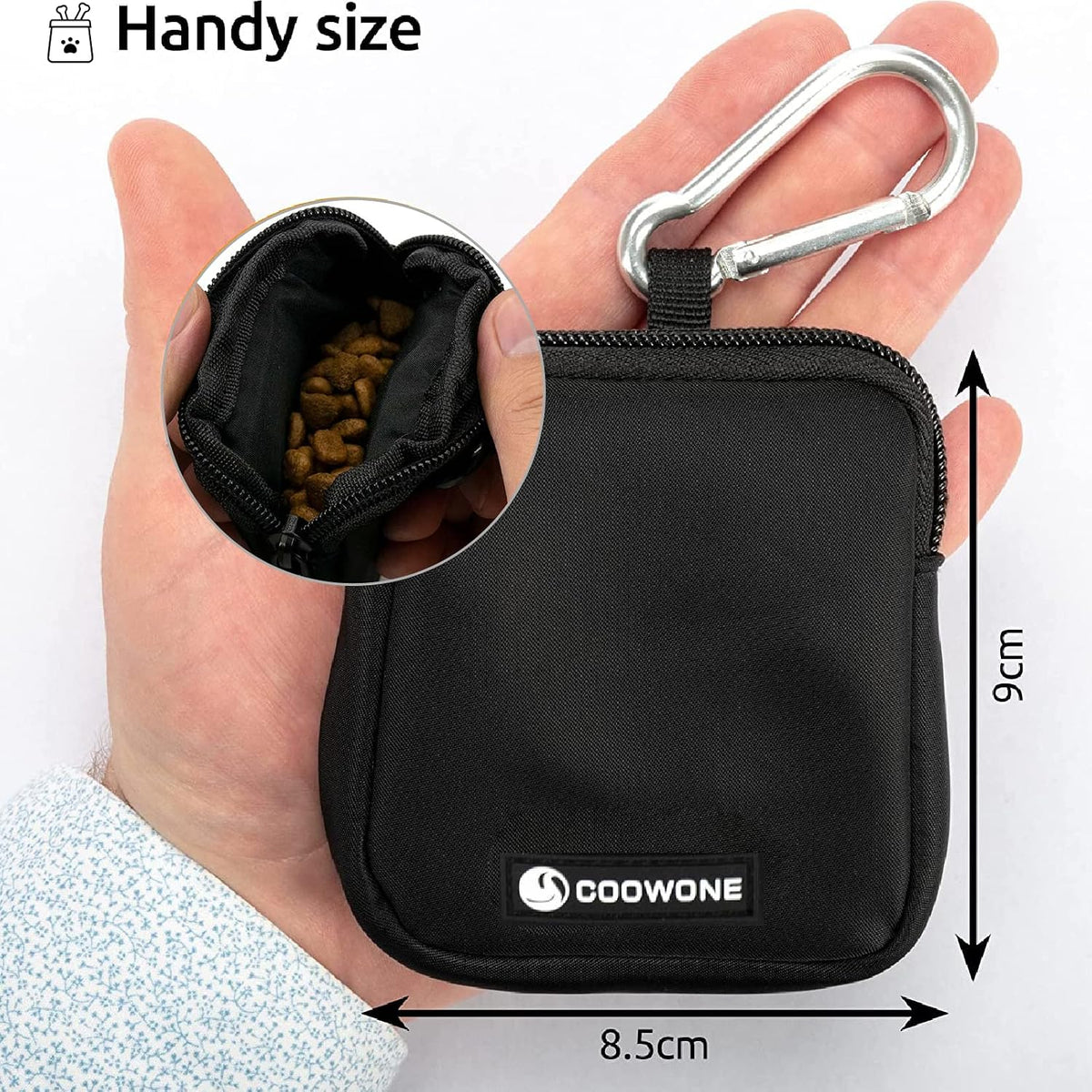 Waterproof Dog Treat Pouch, Dog Training Treat Pouch Built in Poop Bag Dispenser Adjustable Shoulder Bag (BLK) (BLK)