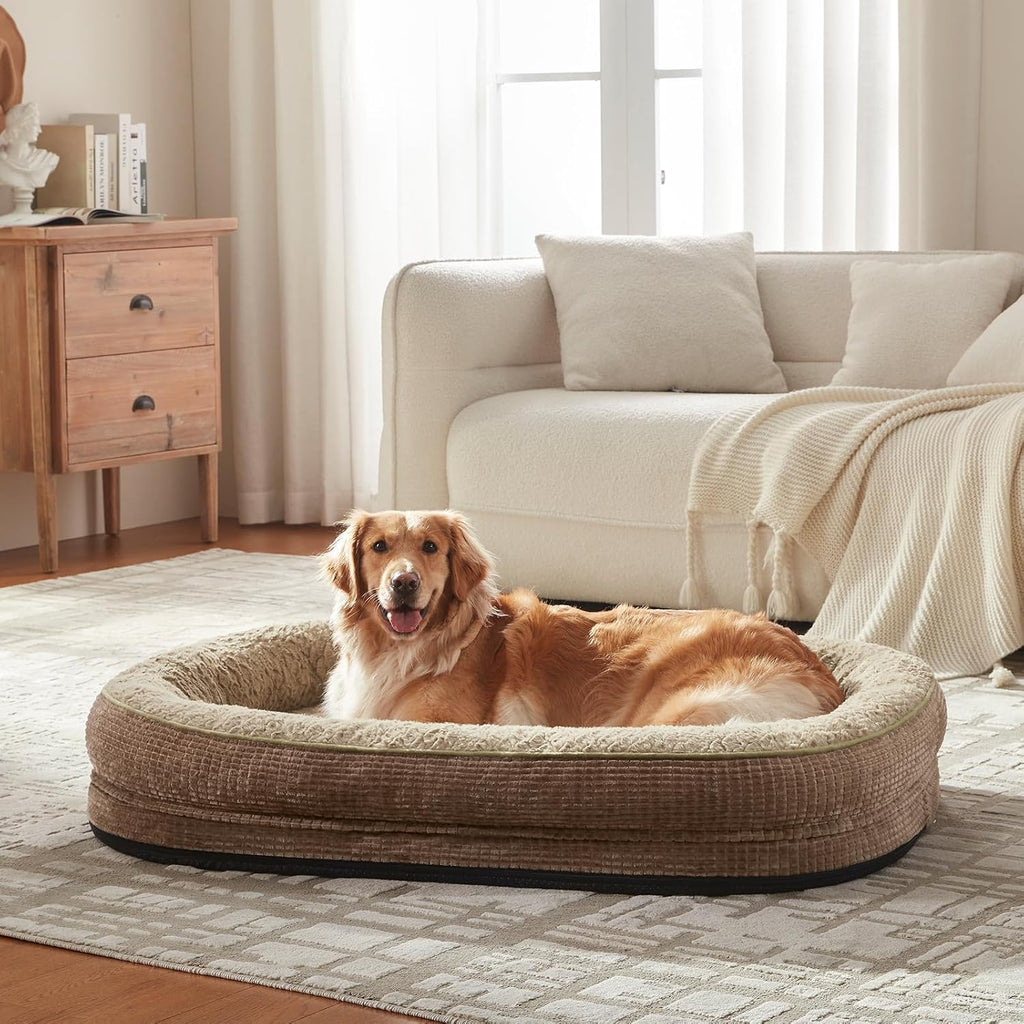 JOEJOY Orthopedic Dog Bed for Medium Dogs, 360° Oval Bolster, 28"
