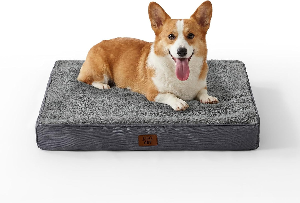 EGOHOME Comfort Orthopedic Egg-Crate Foam Flat Dog Bed, Dark Gray, 29x21