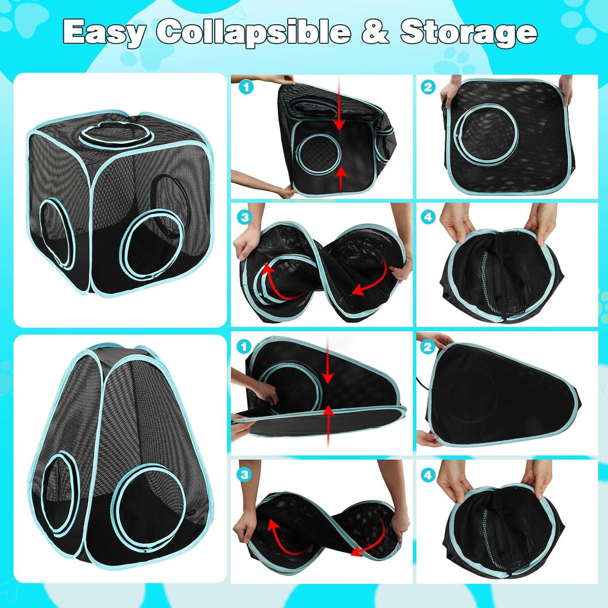 Outdoor Cat Enclosure, 4-in-1 Cat Tent Tunnel Playpen Set