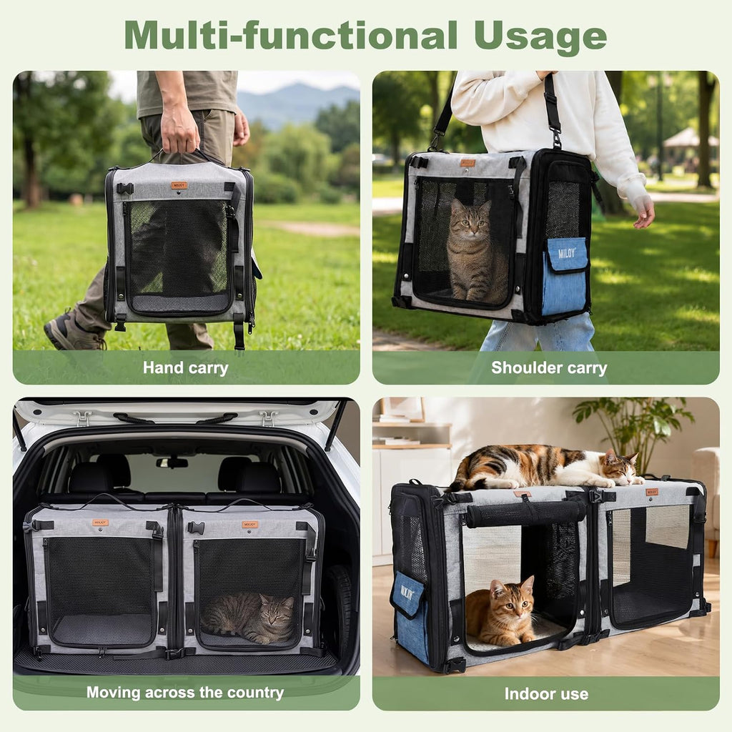 MIXJOY Large Cat Carrier for 2 Cats,2-in-1 Dual Cat Carrier with Litter Box