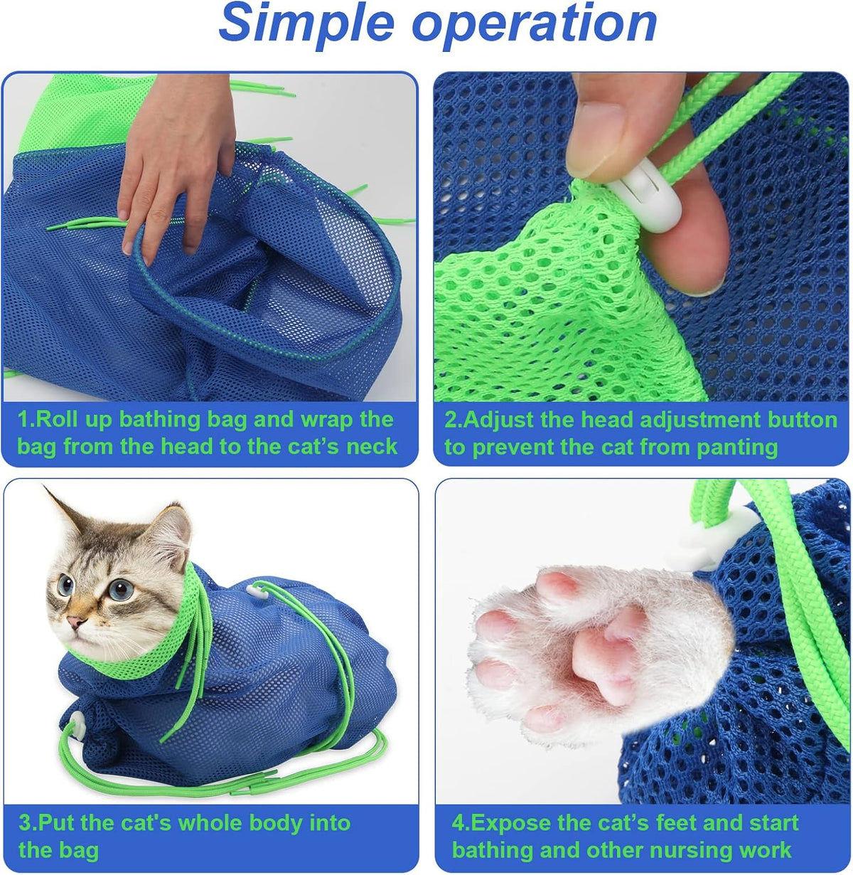 Cat Bathing Bag-Anti Scratch Grooming Shower Washing Bag for Nail Trimming