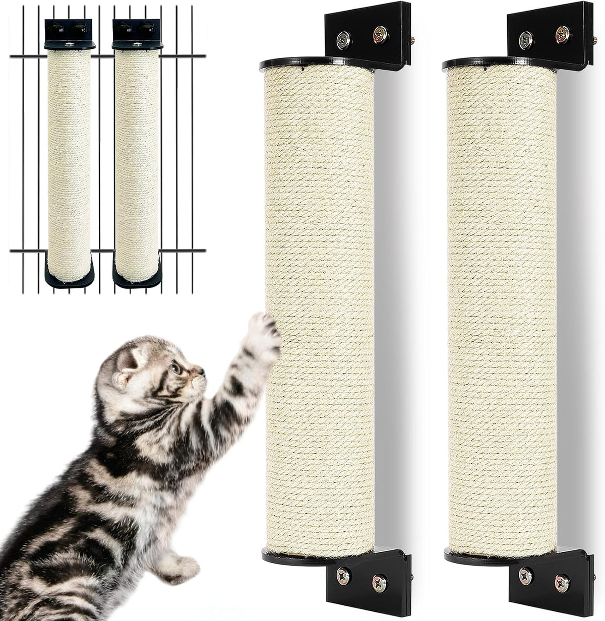 Cat Scratching Post Wall Mounted 2-in-1 Cage Mount Cat Scratcher