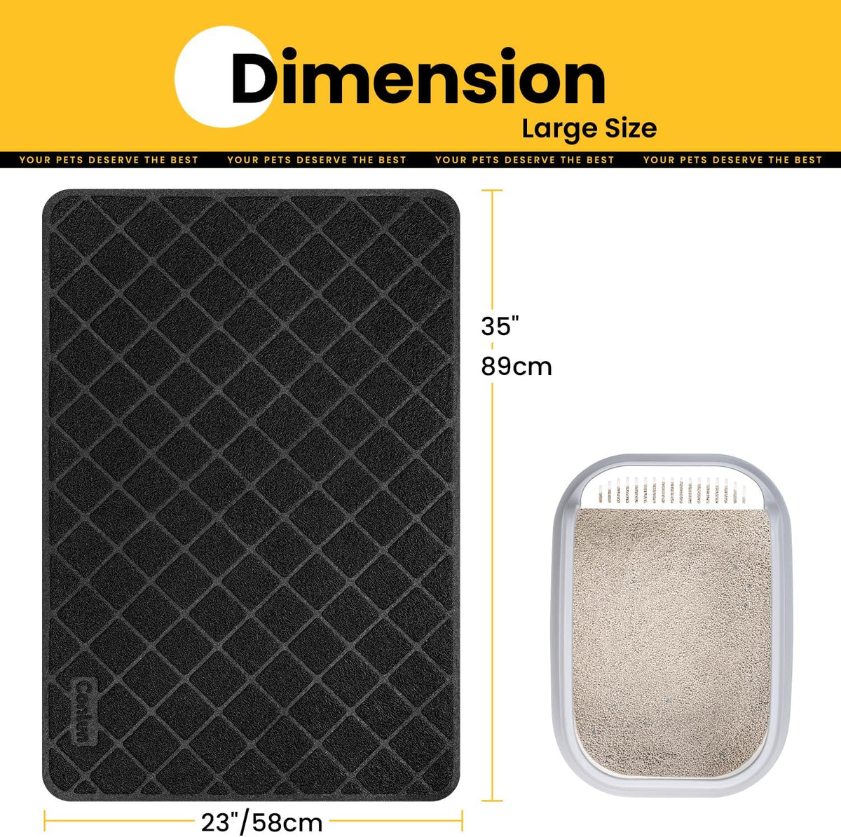 Conlun Cat Litter Mat Litter Trapping Mat, 35" x 23" Premium Durable PVC Grid Mesh with Scatter Control, Non-slip, Less Waste Cat Litter Box Mat, Soft on Kitty’s Paws, Urine Waterproof