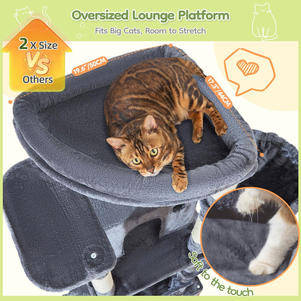 Taoqimiao 72 in Cat Tree, XXL Cat Tower for Indoor Cats Large Adult 25Lbs+