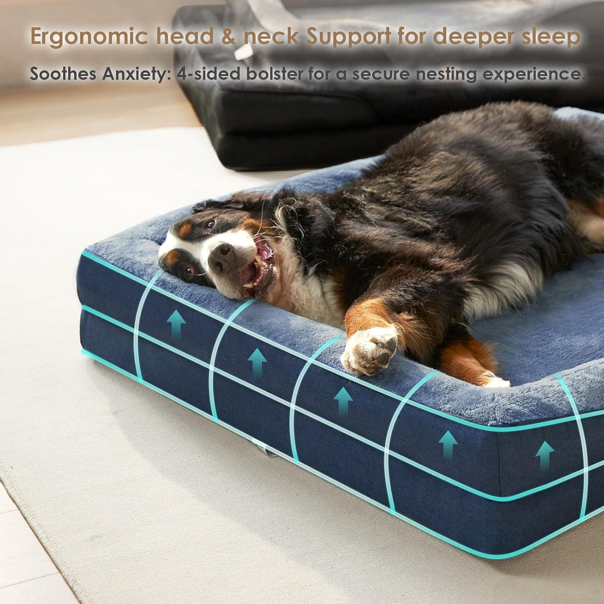EHEYCIGA Orthopedic XL Dog Bed for Large Dog, Memory Foam Dog Couch, Navy