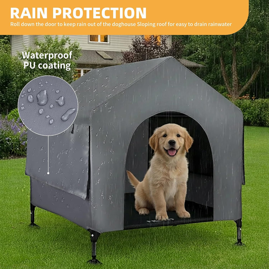 Dog House, 36” Large Dog House Outdoor Indoor Elevated Dog Cot Bed