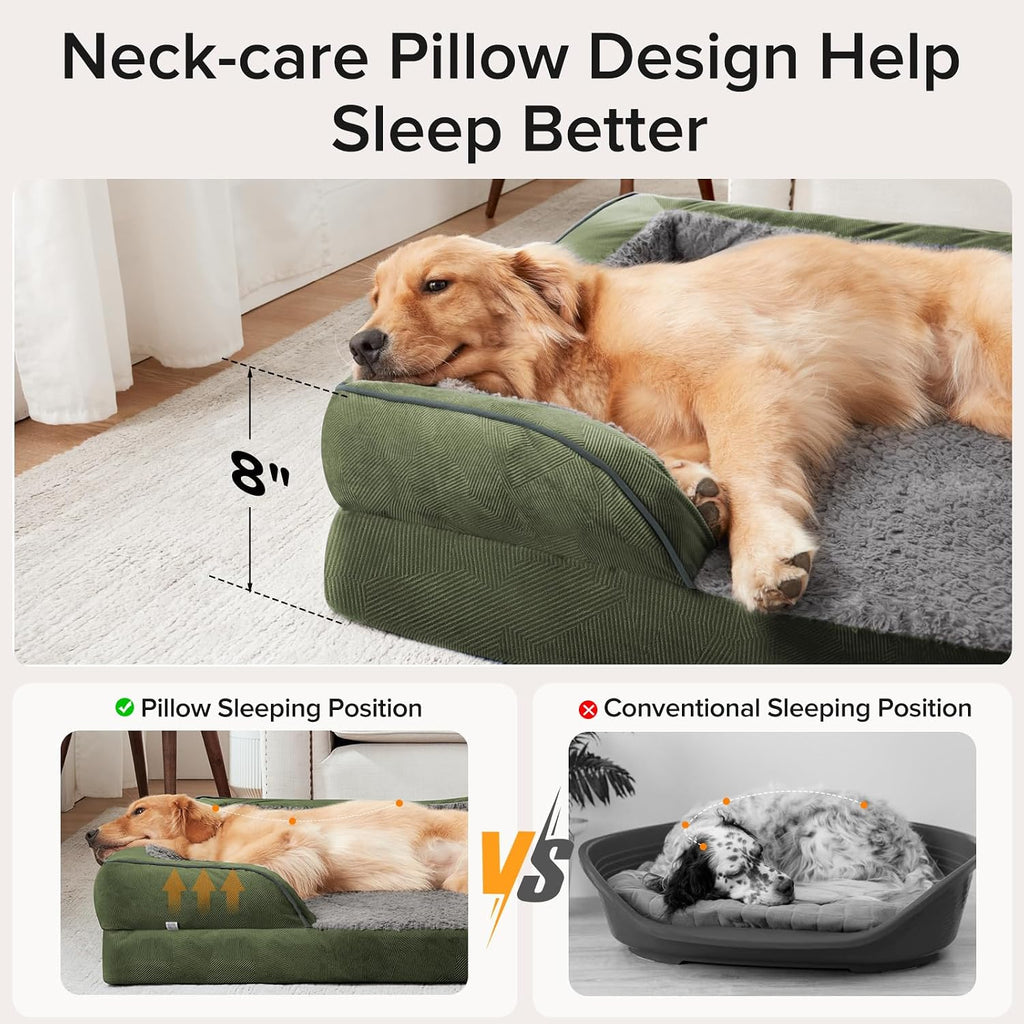 INVENHO XXL Plus Orthopedic Dog Beds Large Sized, XL Washable Dog Sofa with Egg-Crate Foam, Waterproof Lining and Non-Skid Bottom
