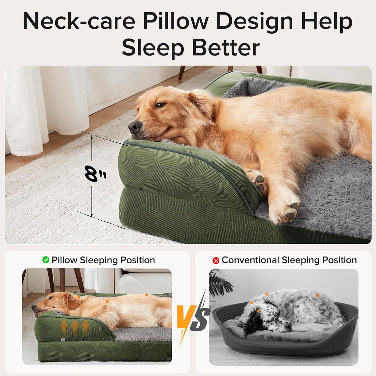 INVENHO XXL Plus Orthopedic Dog Beds Large Sized, XL Washable Dog Sofa with Egg-Crate Foam, Waterproof Lining and Non-Skid Bottom