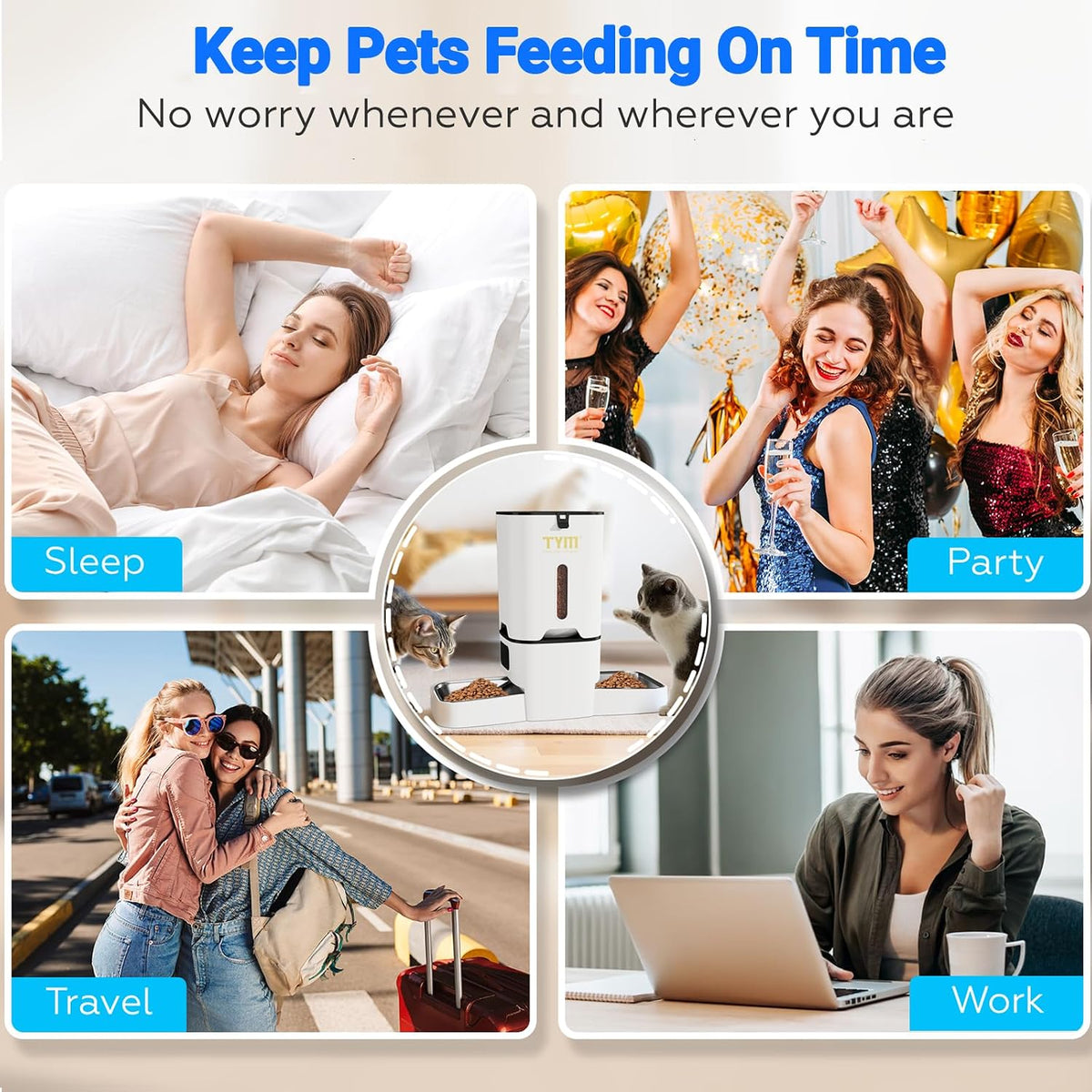 Dual Automatic Cat Feeder 7L WiFi Dry Food Dispenser for 2 Cats Muti Pets