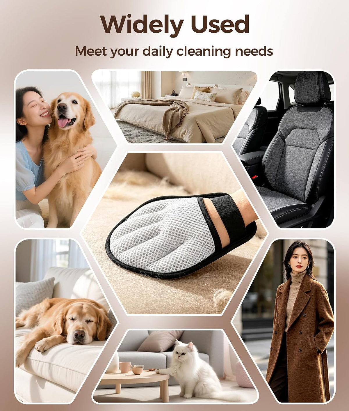 Pet Hair Removal Glove for Dogs & Cats, Magic Pet Hair Remover for Furniture Carpet Clothes Laundry, Reusable Multi-Surface Cleaning Tool, 1 Pack, Grey