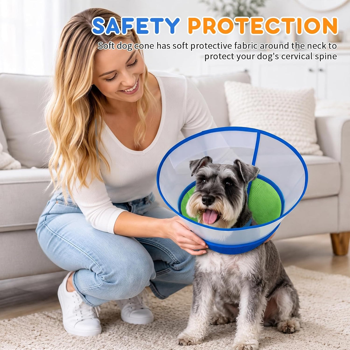 Soft Dog Cone Collar for Medium Dogs, Adjustable Recovery Collar to Stop Licking, Comfortable E-Collar Alternative After Surgery, M