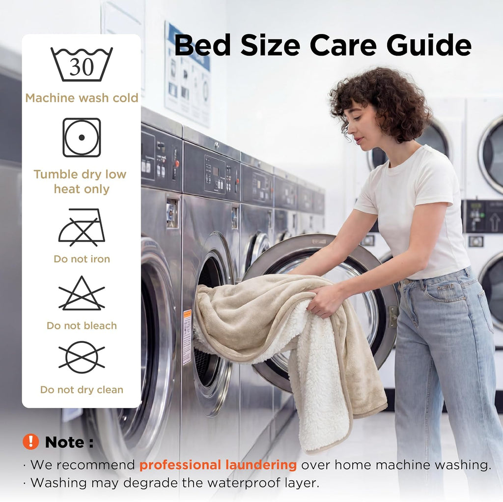 Bedsure Waterproof Blanket for Bed Soft Sherpa Fleece Throw,King 108"x86"