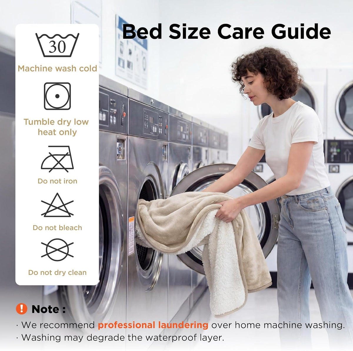 Bedsure Waterproof Blanket for Bed Soft Sherpa Fleece Throw,King 108"x86"