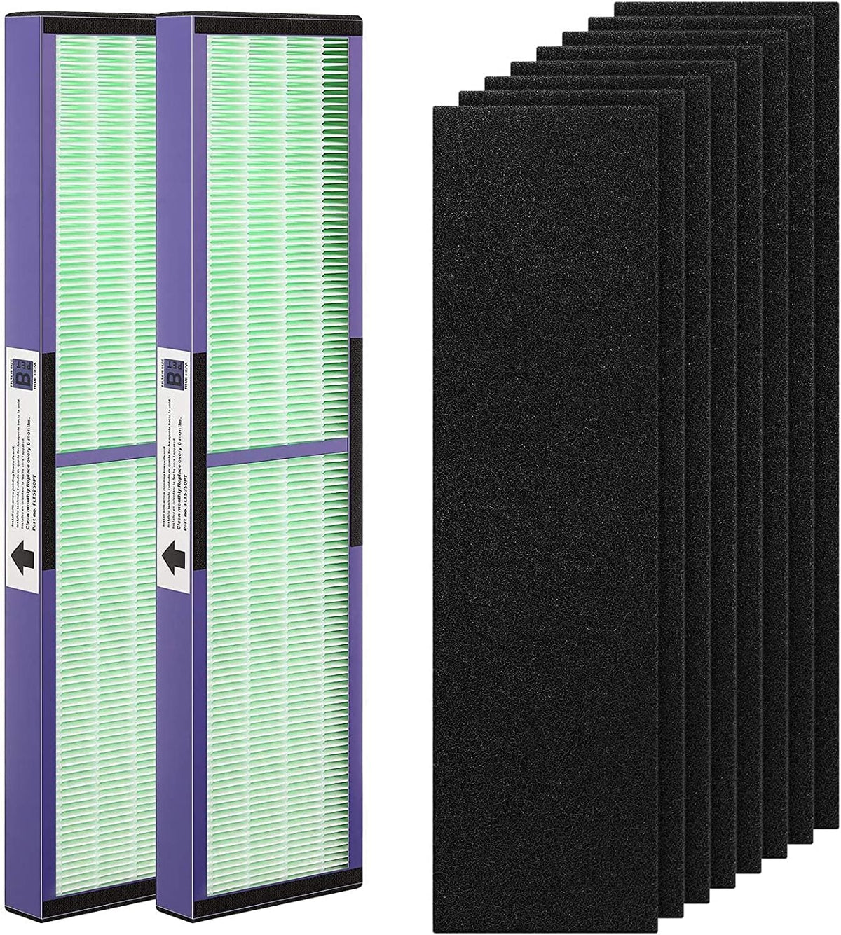 FLT4850PT HEPA Filter B Replacement with Pet Pure Treatment for Germ Guardian C4900 AC4825 AC4850PT CDAP4500 AC4300 and More with 8 Activated Carbon Pre-Filters