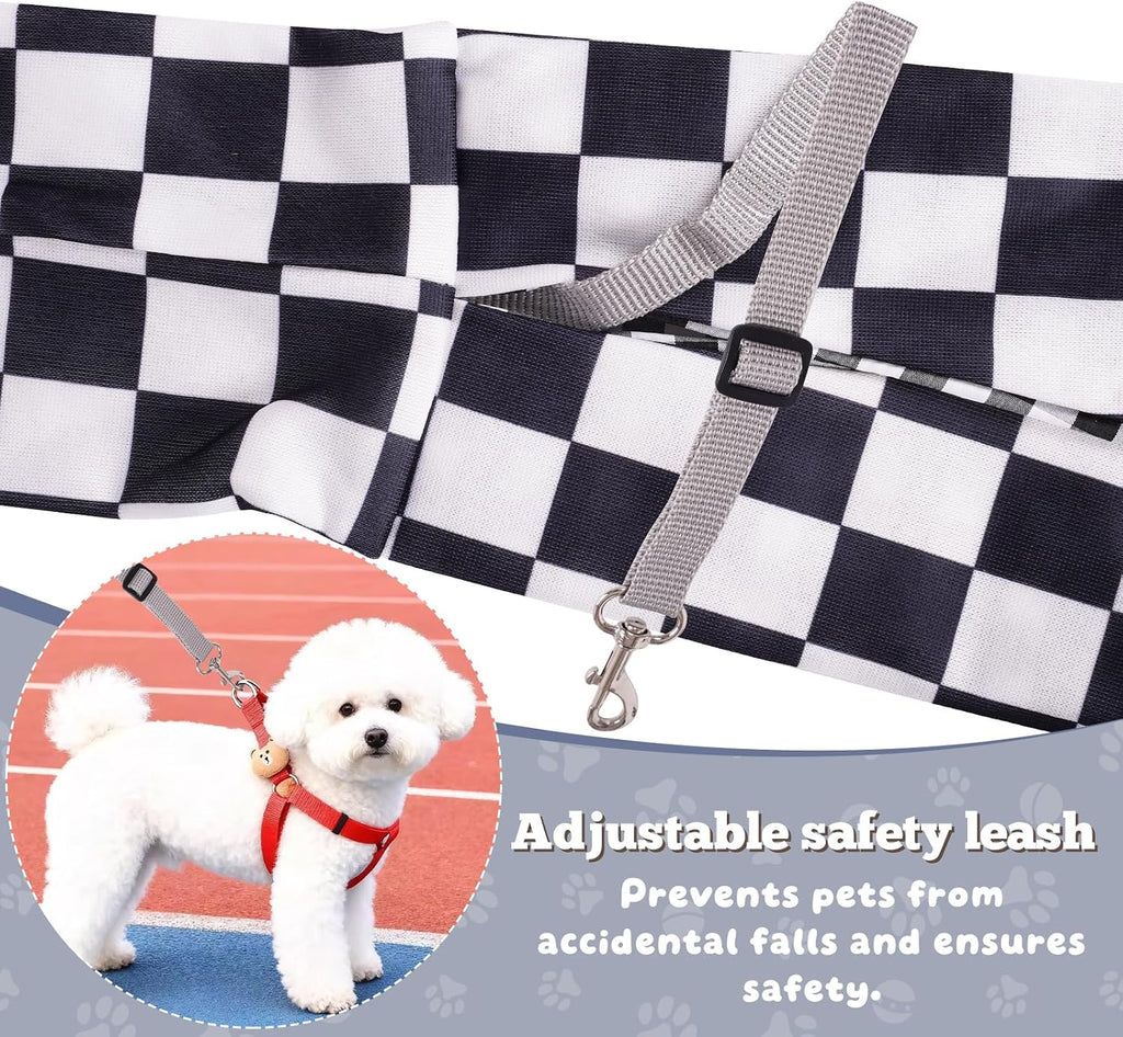 Dog Sling Carrier for Small Dogs and Cats 5–16 lbs, Puppy Carrier Sling with Safety Hook and Storage Pocket, Hands Free Pet Carrier Purse for Travel, Walking, Shopping (Ebony Check)
