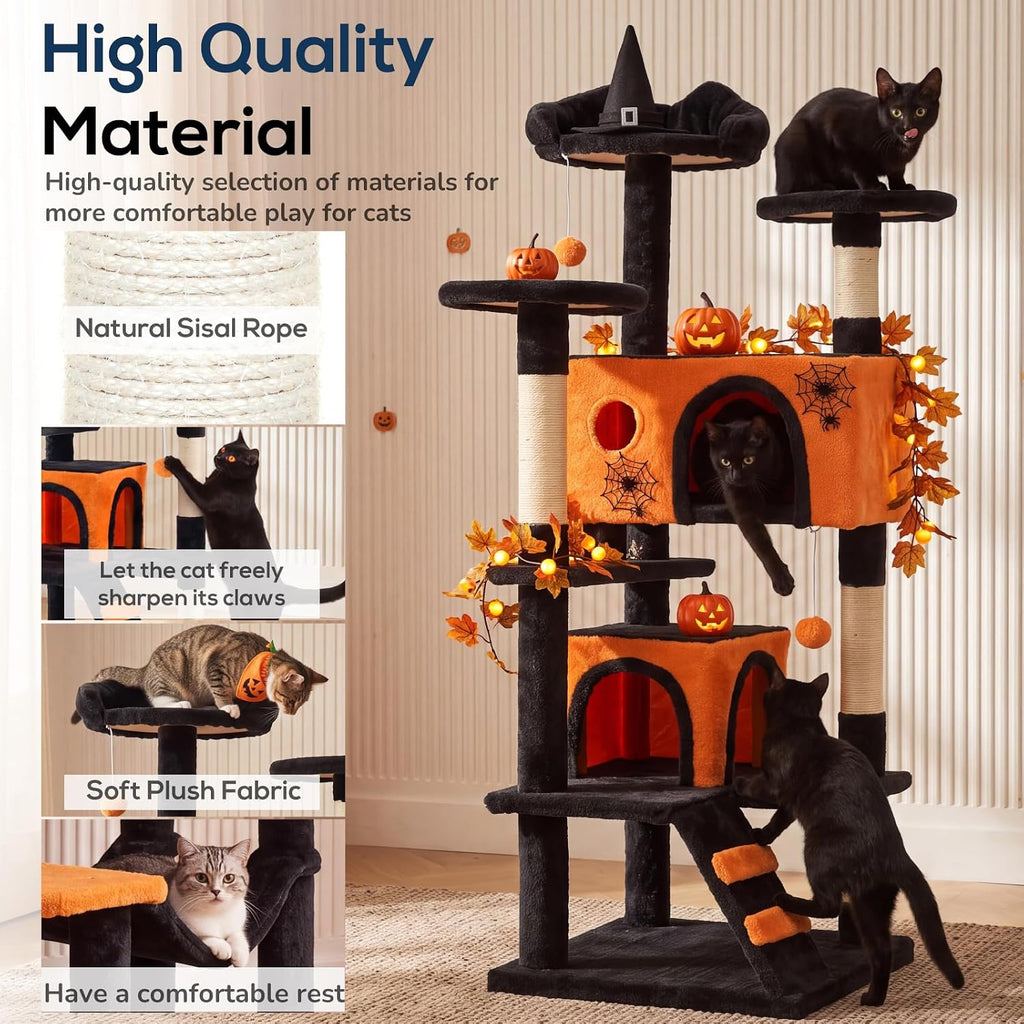 54 Inch Cat Tree Tower with Natural Sisal Scratching Post