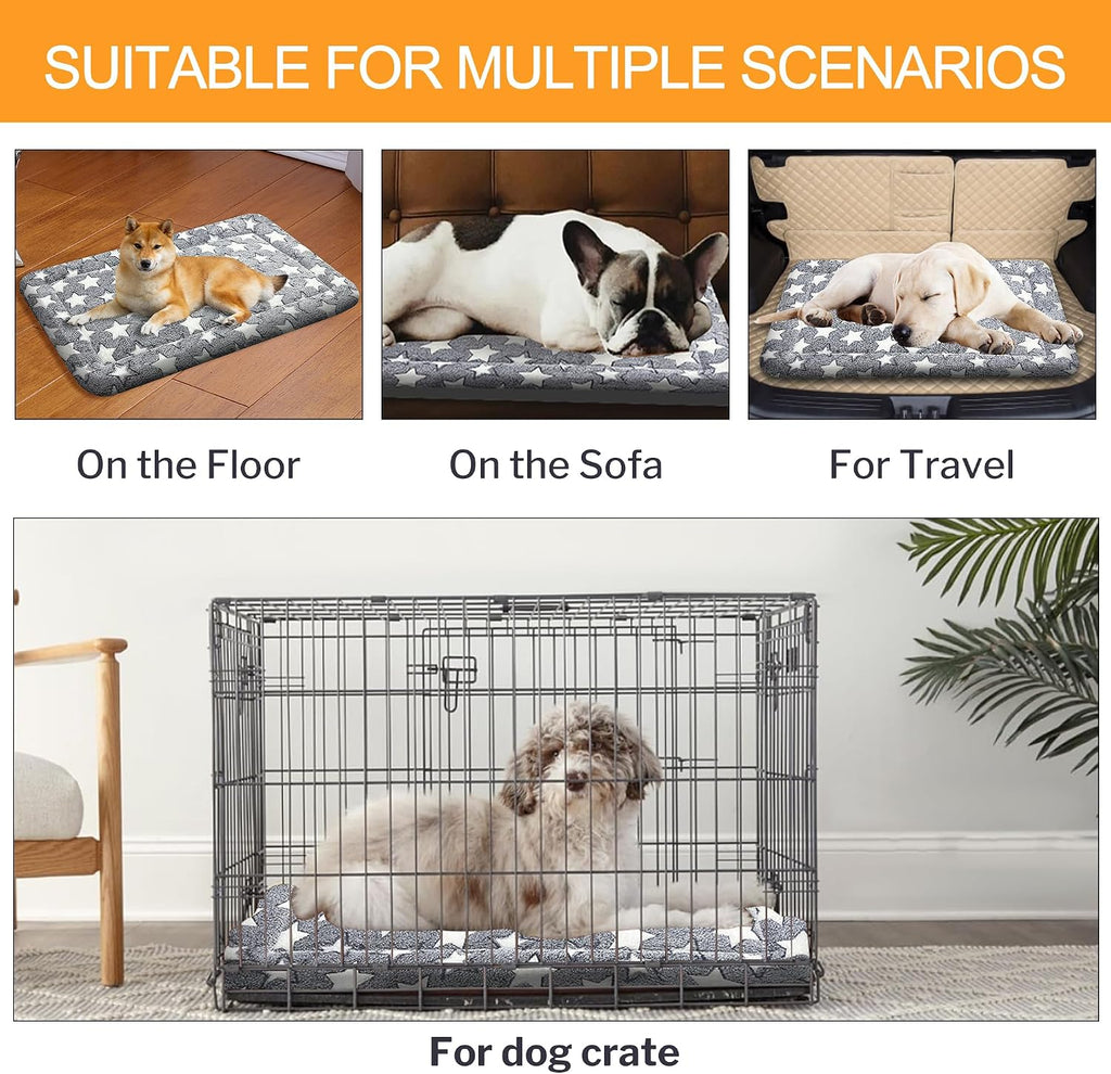 Dog Crate Pad Washable Cat Dog Pet Bed for Crate kennel Small Mat 24in Gray