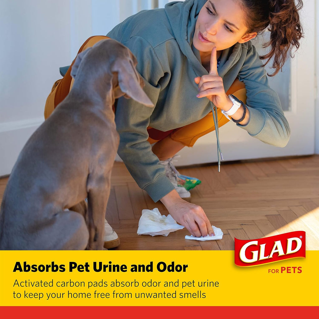 Glad for Pets Black Charcoal Puppy Pads, Large, 150 Count | Super-absorbent, disposable pads for potty training, crate training, and indoor use, 23 x 23 in