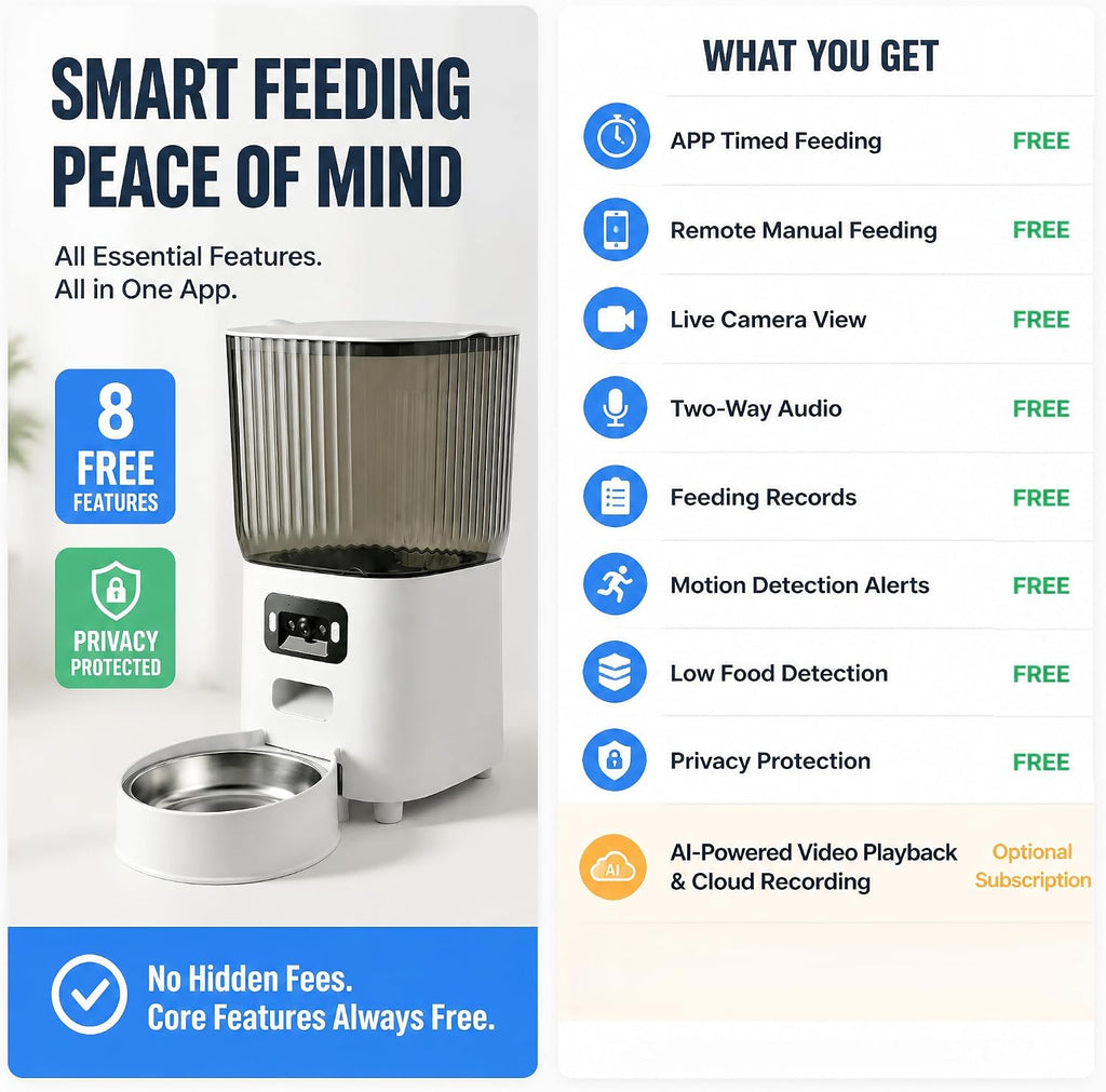 Automatic Cat Feeder with Wide-Angle Camera, 5L (Single-Bowl pro)