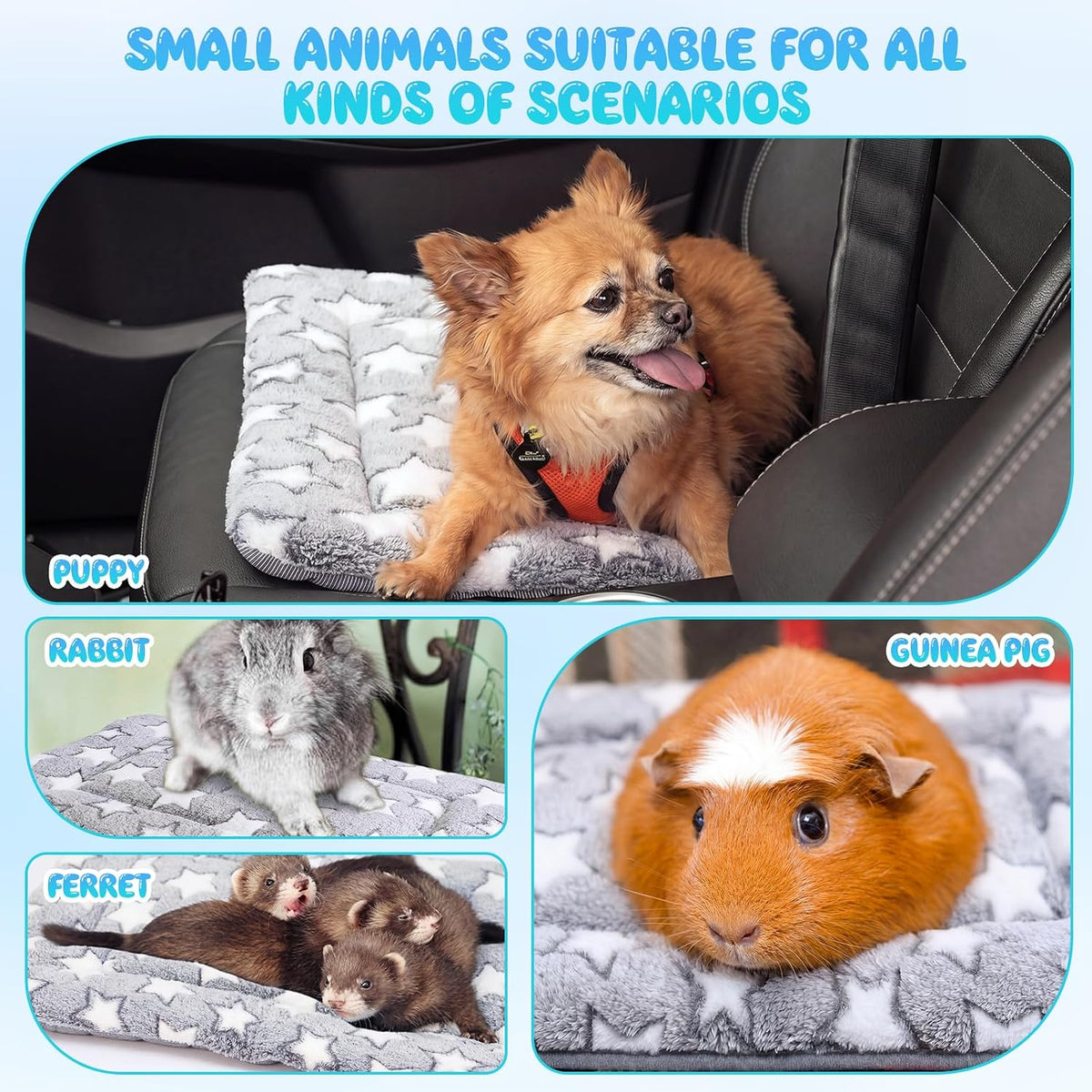 VitalCozy 2 Pcs 14" X 21" Self Warming Cat Pet Mat, Star, Gray