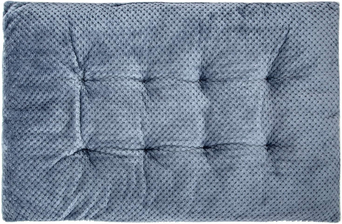 WONDER MIRACLE Fuzzy Deluxe Pet Beds, Super Plush Dog or Cat Beds Ideal for Dog Crates, Machine Wash & Dryer Friendly (23" x 35", L-Dark Blue)