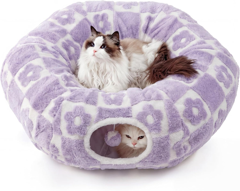 Lesure Donut Cute Jacquard Cat Tunnel Bed Kitten Toys for Puppy Bunny