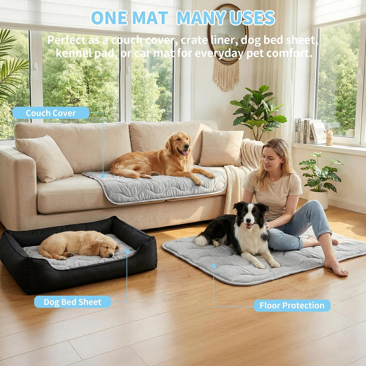 Dog Cooling Mat Q-Max>0.4 47.2" *29.6" Self Cool Pad for Dogs and Cats with Anti-Slip Bottom, Washable Portable Pet Sleeping Pad for Summer，X-Larger Size