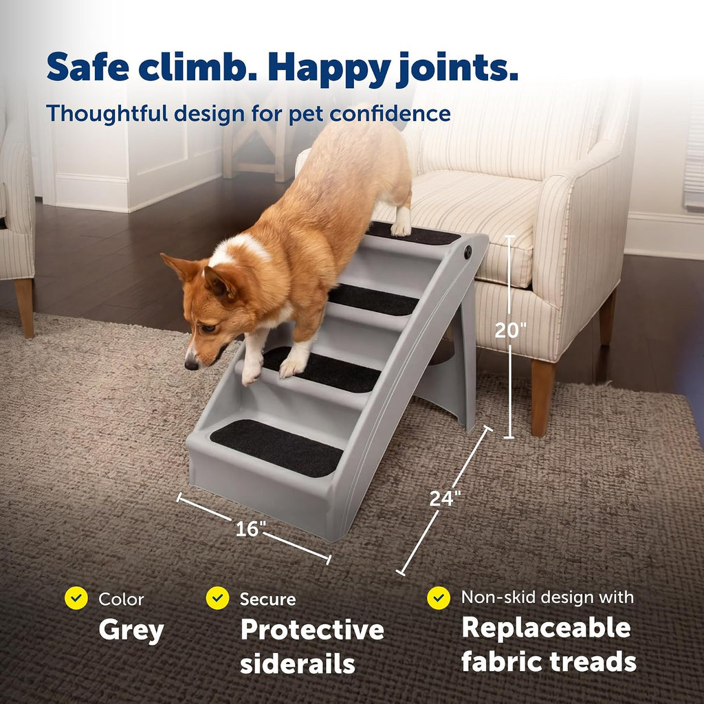PetSafe CozyUp Folding Dog Stairs, 20 in Tall, Gray