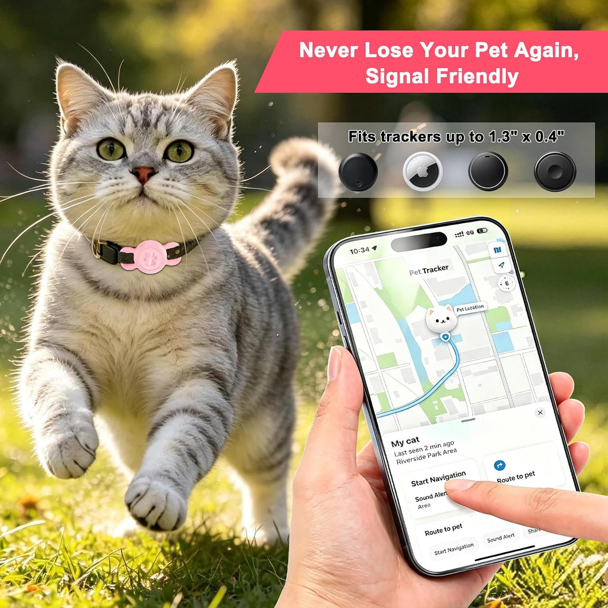 Airtag Dog Collar Holder for Cat or Small Dog, Waterproof, 1 Pack Pink