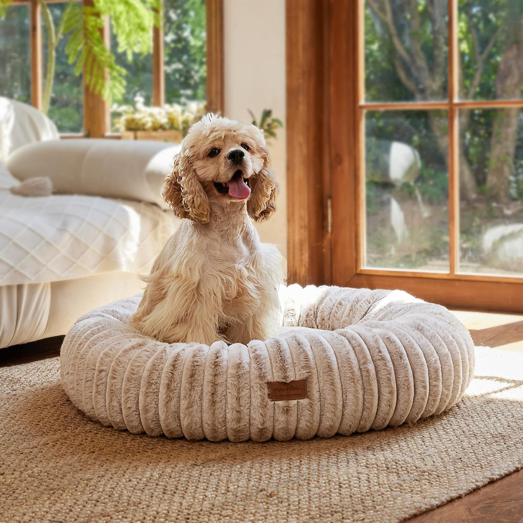 FUKUMARU Dog Bed, 30" Orthopedic Dog Beds for Medium Dogs, Donut Cat Beds