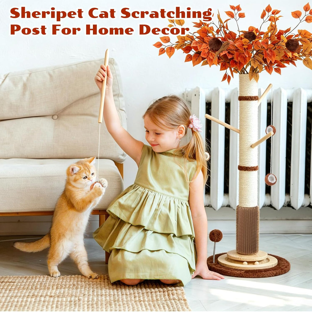 Cat Scratching Post, 46" Tall Scratcher Post for Indoor Adult Cats