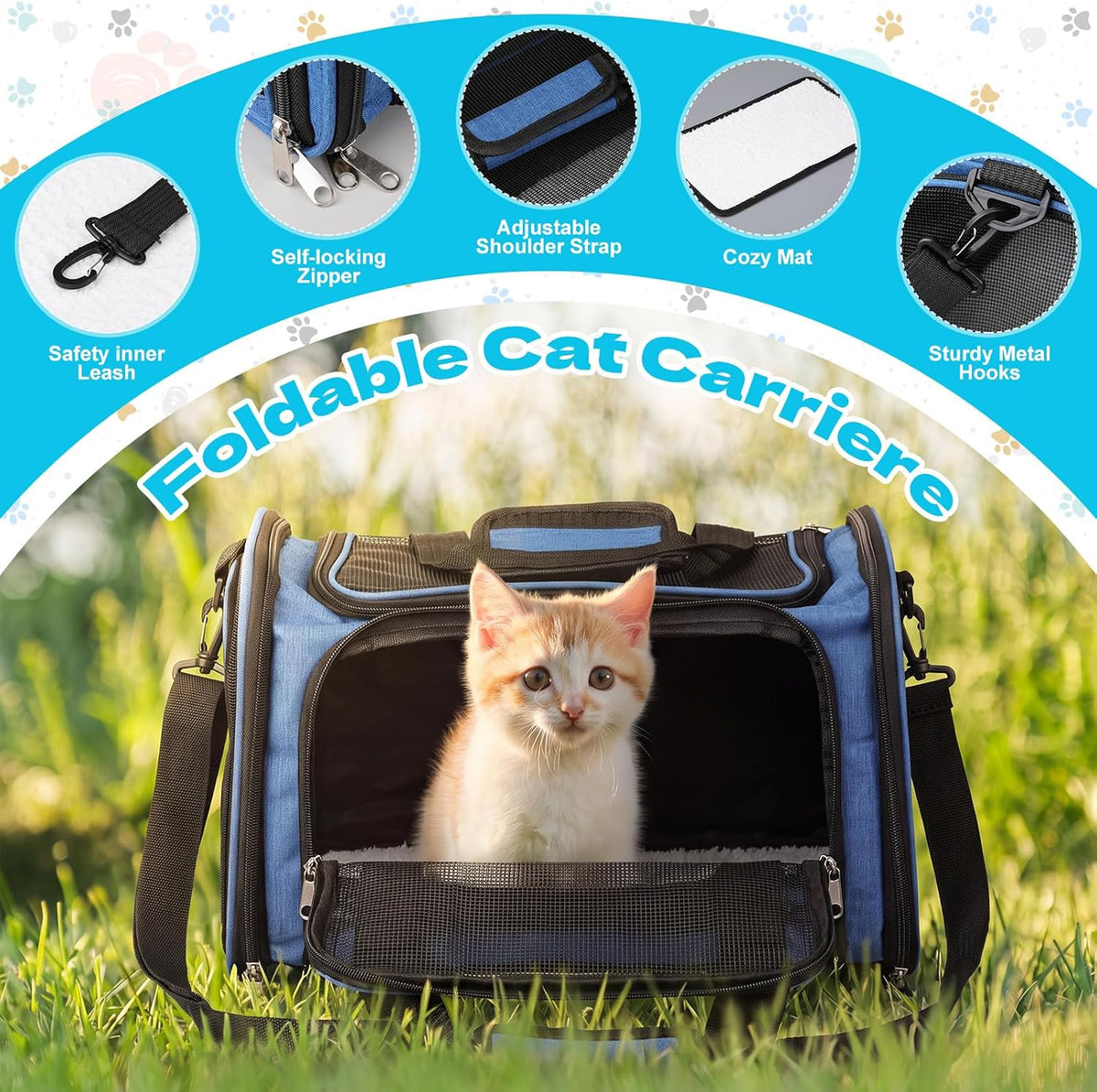 8 Pcs Kitten Supplies Starter Kit Cat Starter, Handbag, Blue