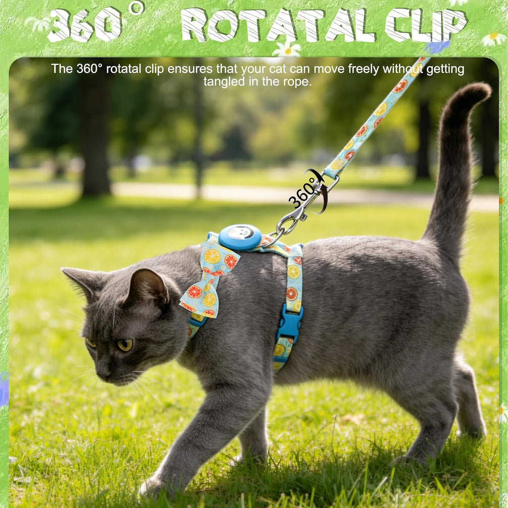 EXPAWLORER Cat Harness and Leash Set Escape Proof Vest with AirTag Holder