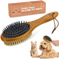 TAKAVU Short Hair Dog & Cat Deshedding Brush, Double-Sided Silicone Bristle