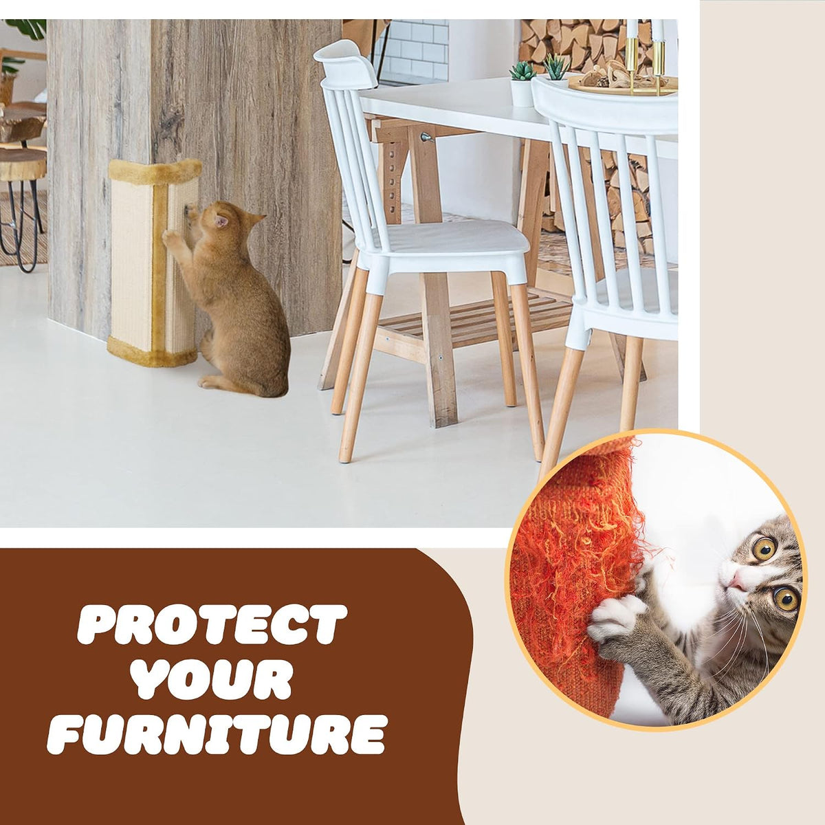 Lahas Cat Wall Corner Scratcher Furniture Protector Kittens Scratch Board Sisal Cat Scratching Pad Wall Mounted for Indoor Cats
