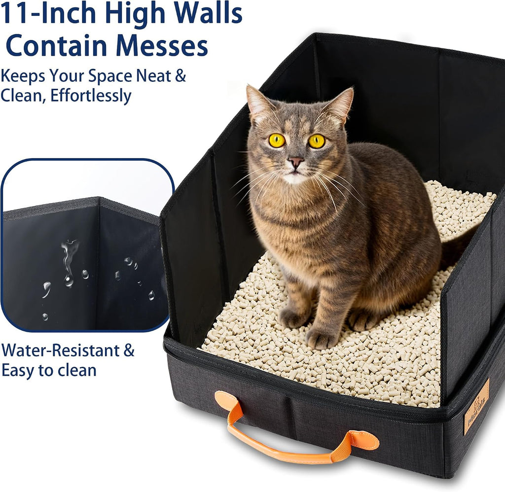 MORAIS Portable Travel Litter Box for Cats, 17.7"×13.5"×11"