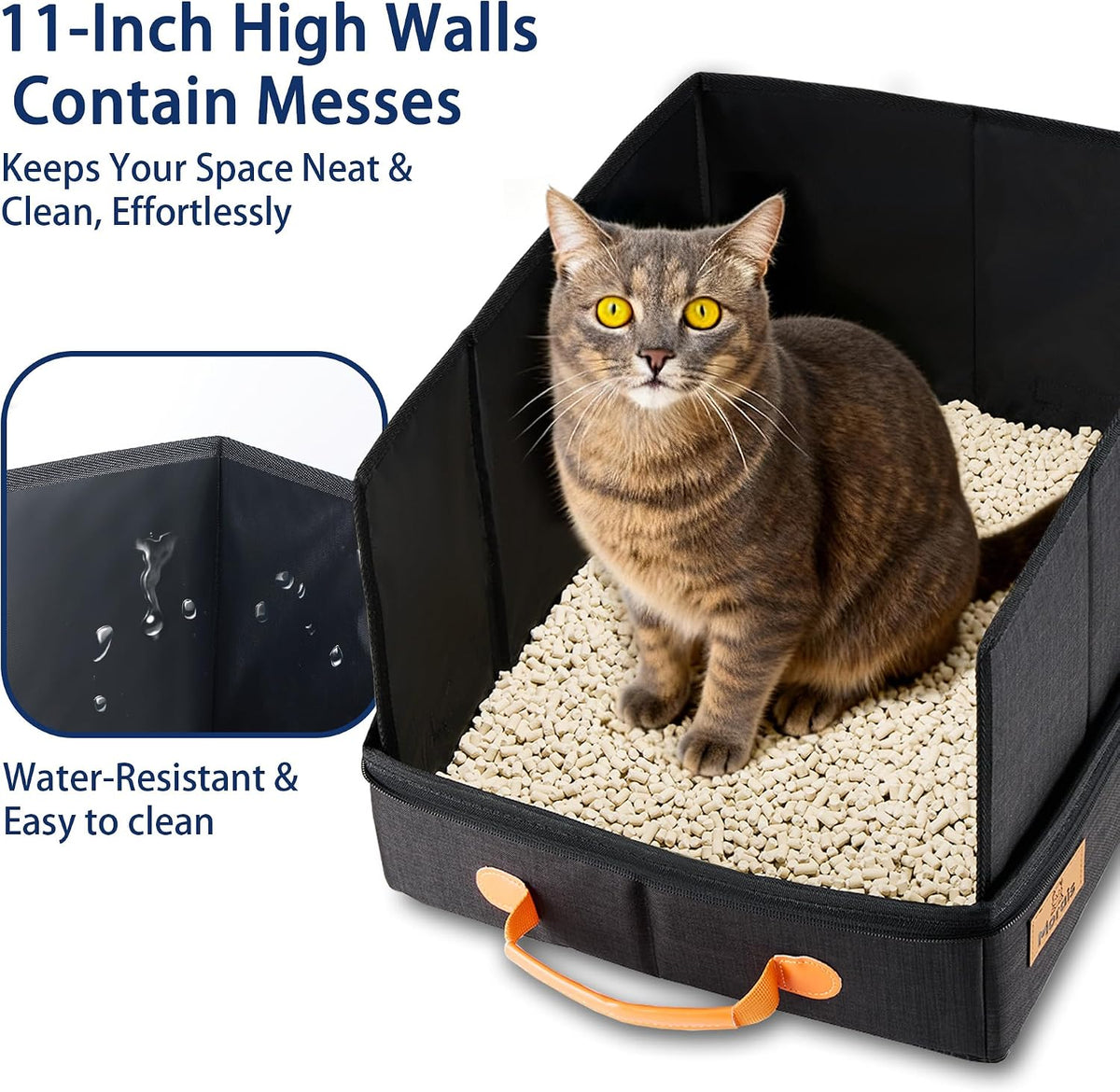 MORAIS Portable Travel Litter Box for Cats, 17.7"×13.5"×11"