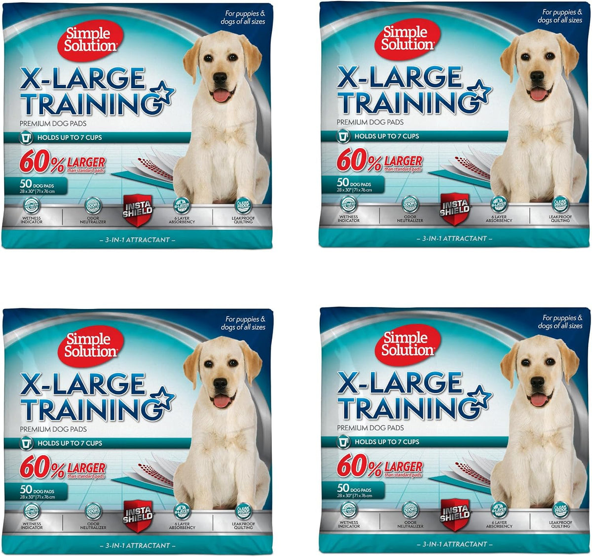 Simple Solution XL Potty Training Pads, Leak Proof Pads, 28"x30" 200 Count | Dog Training Pads, Puppy Potty Training, Housebreaking, Disposable Pee Pads, Floor Protection, Indoor Potty, Puppy Essentials