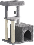 Cat Tree Tower for Indoor Cats, 33 Inches Multi-Level Cat Condo with Scratching Posts, Large Perch, Hanging Toy for Large Adult Cats, Gray