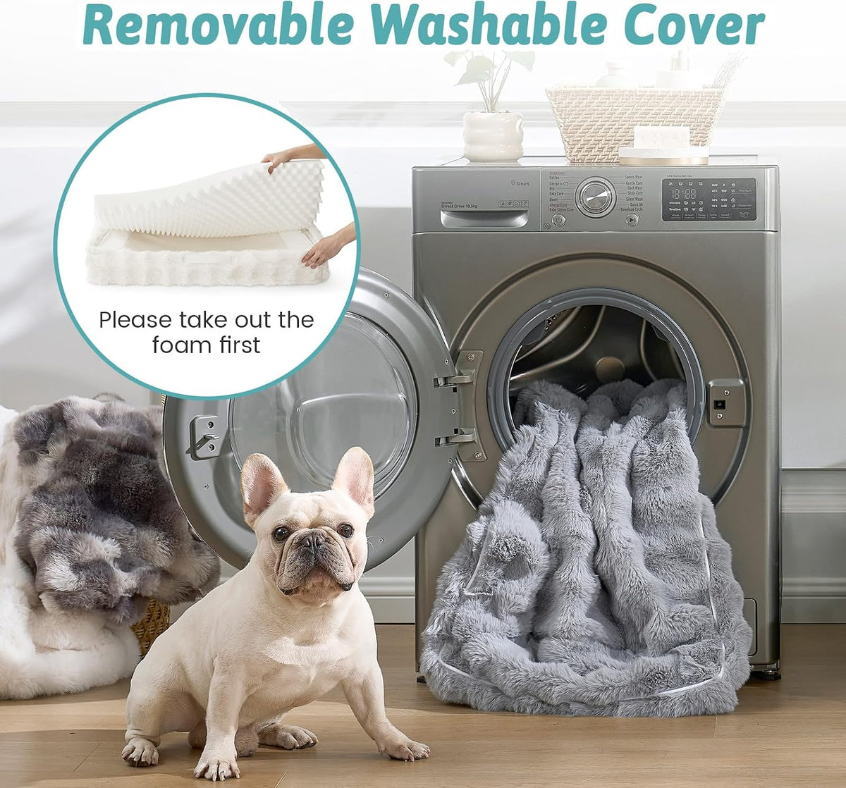 COZY KISS Warm Orthopedic Extra Large Dog Bed, XL 44x32 inch, Beige