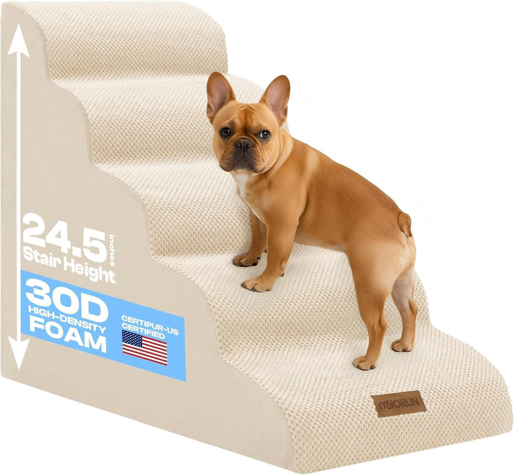 Miorun Dog Stairs for High Beds, 24.5" Foam Pet Ramp Step for Small Dogs