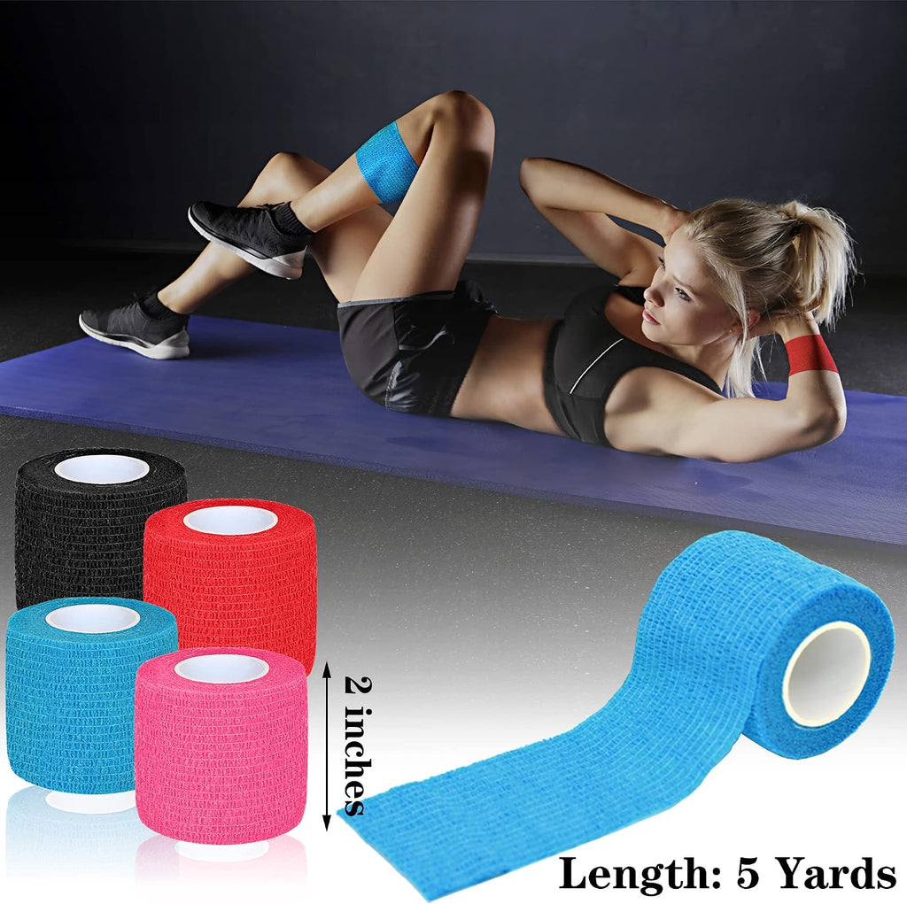 8 Pack 2 in x 5 Yards Self Adhesive Bandage Wrap Elastic Cohesive Self Adherent Bandage Self Stick Vet Tape for Athletic, Wrist, Ankle, Knees, Pets (Mixed Colors 2)