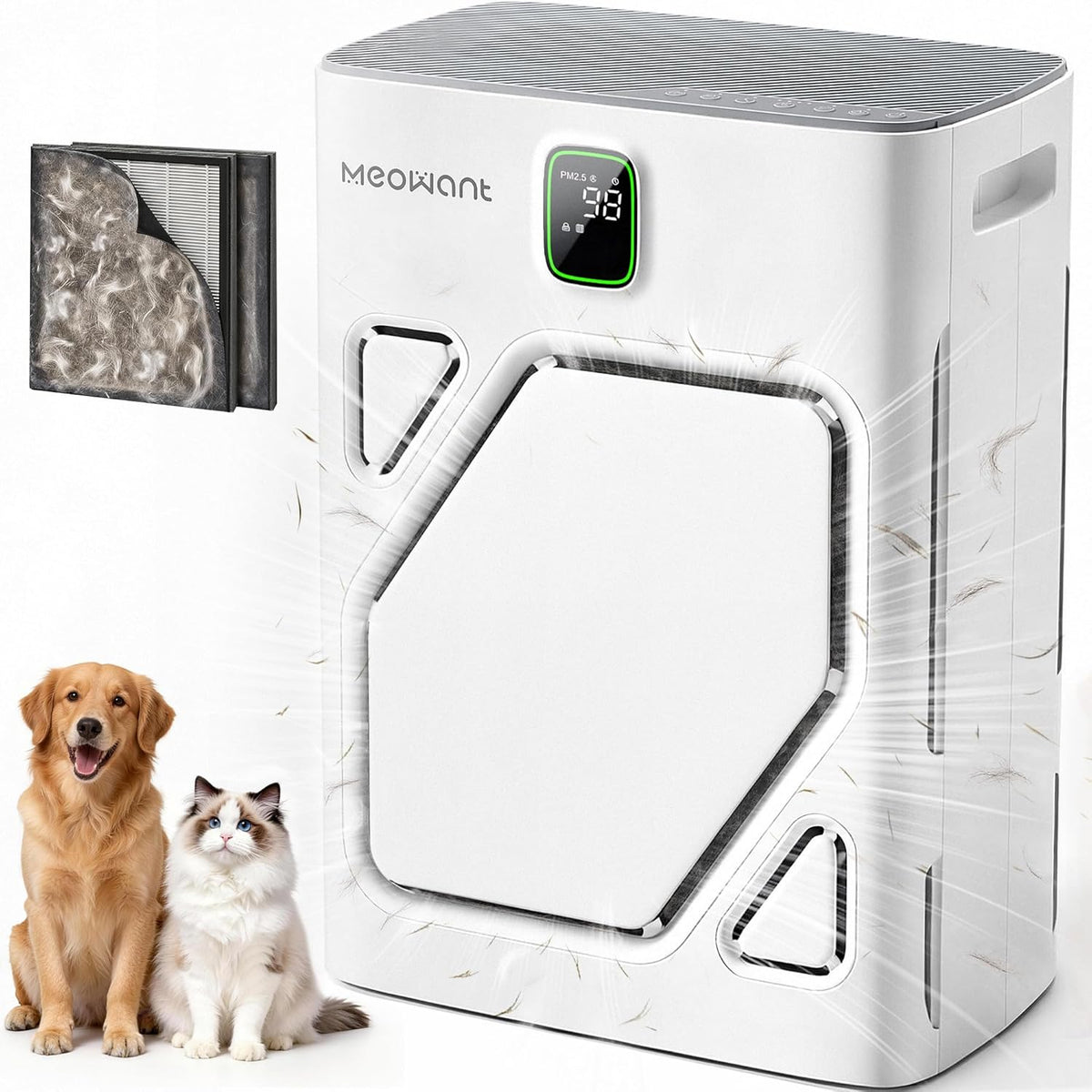Meowant Pet Air Purifier for Home, Dual-sided Intake Air Purifier