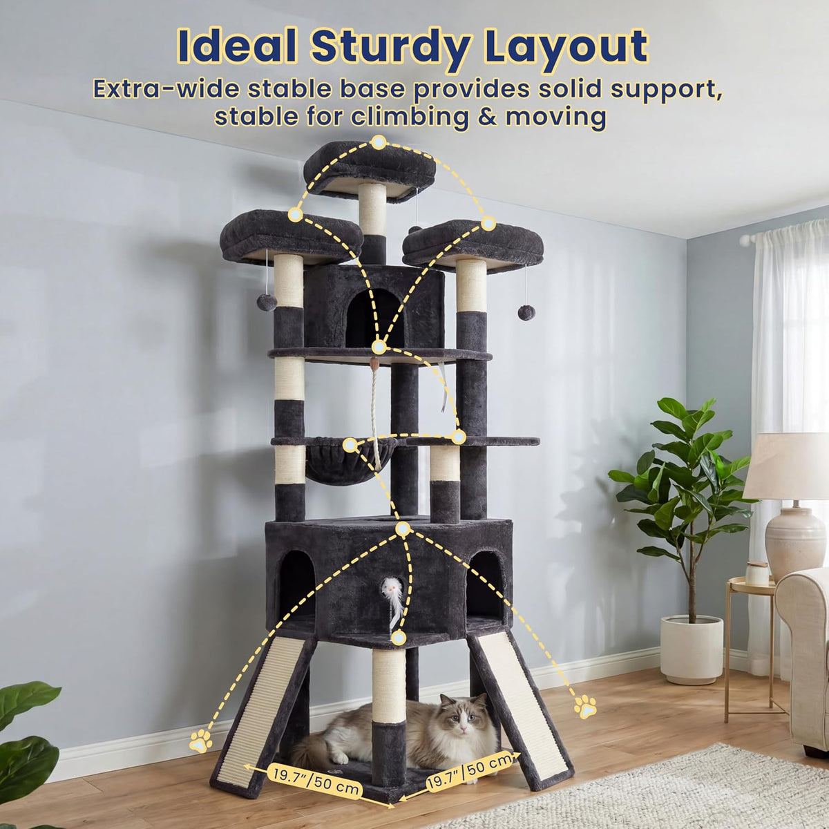 Cat Tree, 81.1" Tall Heavy Duty Cat Tower for Large Cats VCT032G